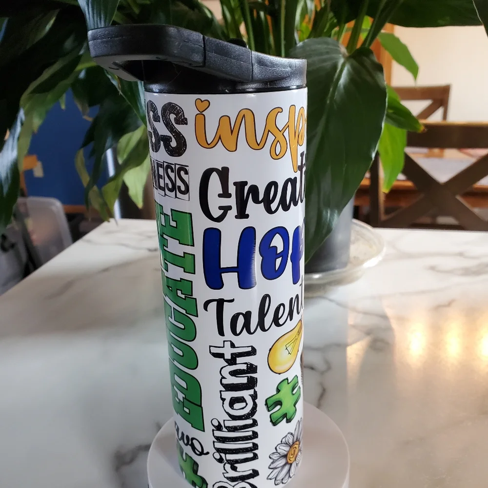Autism Awareness inspire, KINDNESS 20oz Tumbler with duo lids 🎉sale